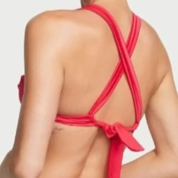 VICTORIA'S SECRET NWT Sz M Wild Strawberry Twist Bralette Bikini Swim Top - Picture 4 of 7